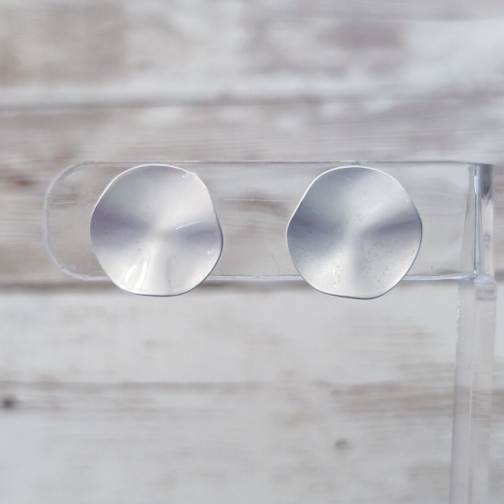 Vintage Clip On Earrings - Folded Circle White - Some Marks